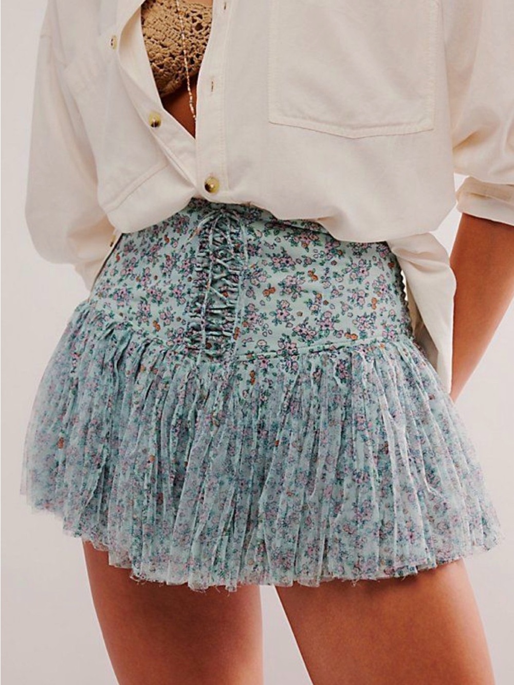 Free People One Blossom Mini Skort - Light Blue - Picture 1 of 4